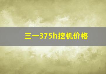 三一375h挖机价格