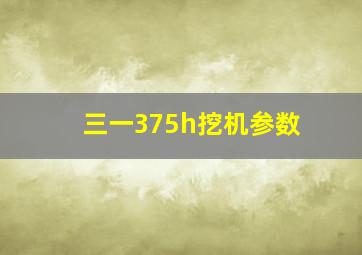 三一375h挖机参数