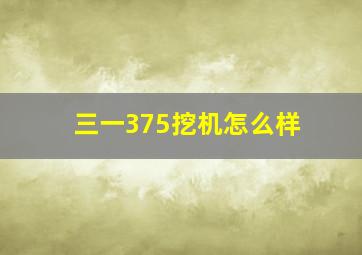 三一375挖机怎么样