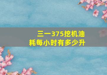 三一375挖机油耗每小时有多少升