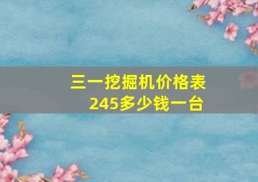 三一挖掘机价格表245多少钱一台