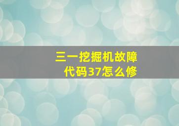 三一挖掘机故障代码37怎么修