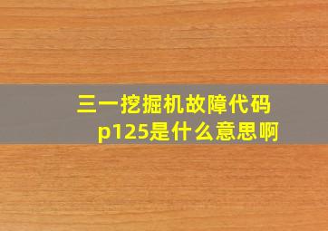 三一挖掘机故障代码p125是什么意思啊