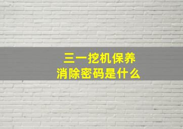 三一挖机保养消除密码是什么