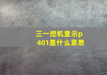 三一挖机显示p401是什么意思