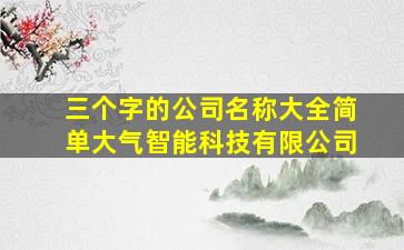 三个字的公司名称大全简单大气智能科技有限公司