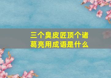 三个臭皮匠顶个诸葛亮用成语是什么