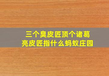 三个臭皮匠顶个诸葛亮皮匠指什么蚂蚁庄园