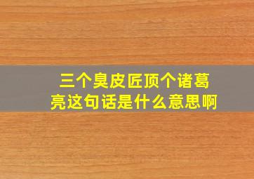 三个臭皮匠顶个诸葛亮这句话是什么意思啊