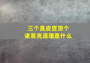 三个臭皮匠顶个诸葛亮道理是什么