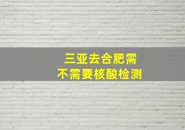 三亚去合肥需不需要核酸检测