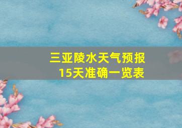 三亚陵水天气预报15天准确一览表