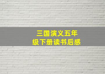 三国演义五年级下册读书后感