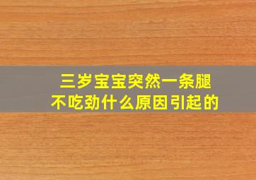 三岁宝宝突然一条腿不吃劲什么原因引起的