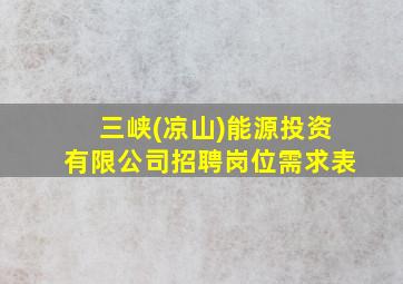 三峡(凉山)能源投资有限公司招聘岗位需求表