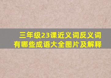 三年级23课近义词反义词有哪些成语大全图片及解释