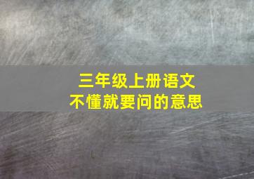 三年级上册语文不懂就要问的意思