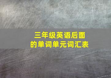 三年级英语后面的单词单元词汇表