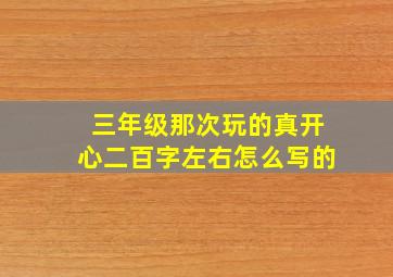 三年级那次玩的真开心二百字左右怎么写的