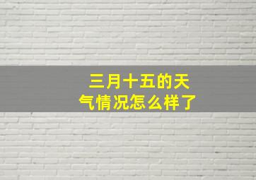 三月十五的天气情况怎么样了