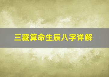 三藏算命生辰八字详解