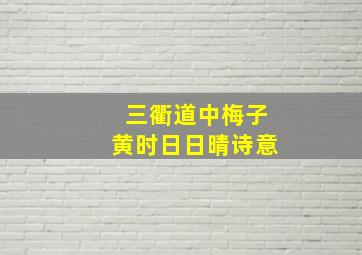 三衢道中梅子黄时日日晴诗意