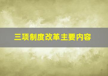 三项制度改革主要内容