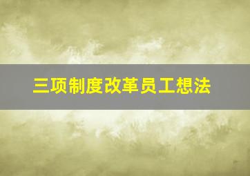 三项制度改革员工想法