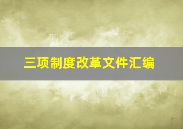 三项制度改革文件汇编