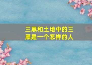 三黑和土地中的三黑是一个怎样的人