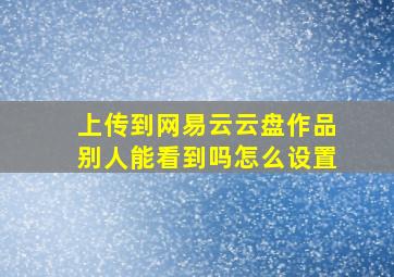 上传到网易云云盘作品别人能看到吗怎么设置