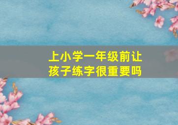 上小学一年级前让孩子练字很重要吗