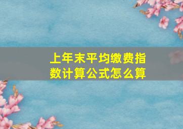 上年末平均缴费指数计算公式怎么算