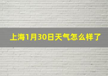 上海1月30日天气怎么样了