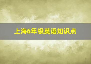 上海6年级英语知识点