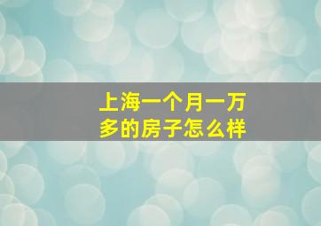 上海一个月一万多的房子怎么样