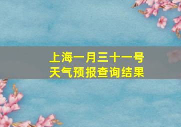 上海一月三十一号天气预报查询结果