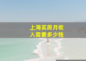 上海买房月收入需要多少钱