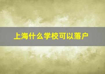 上海什么学校可以落户