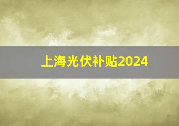 上海光伏补贴2024