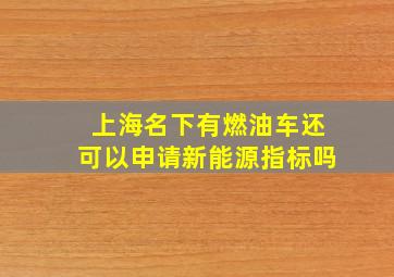 上海名下有燃油车还可以申请新能源指标吗