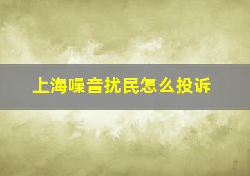 上海噪音扰民怎么投诉