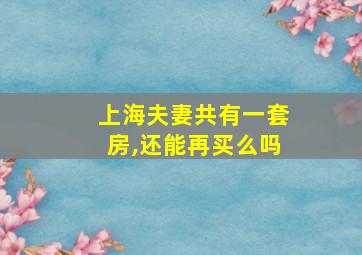 上海夫妻共有一套房,还能再买么吗