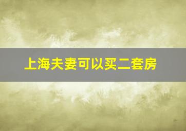 上海夫妻可以买二套房