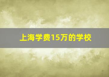 上海学费15万的学校