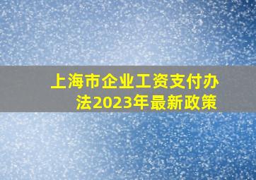 上海市企业工资支付办法2023年最新政策