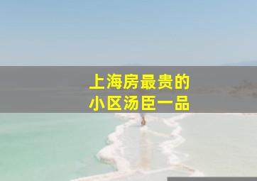 上海房最贵的小区汤臣一品