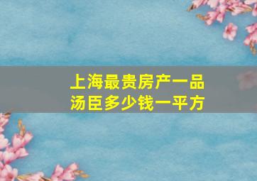 上海最贵房产一品汤臣多少钱一平方