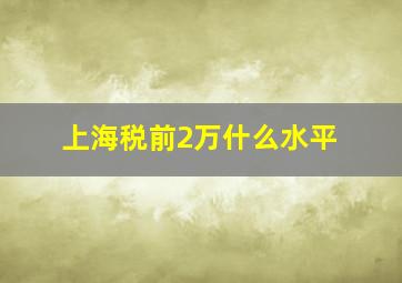 上海税前2万什么水平