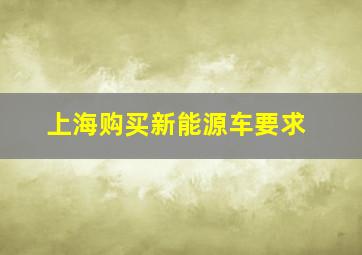 上海购买新能源车要求